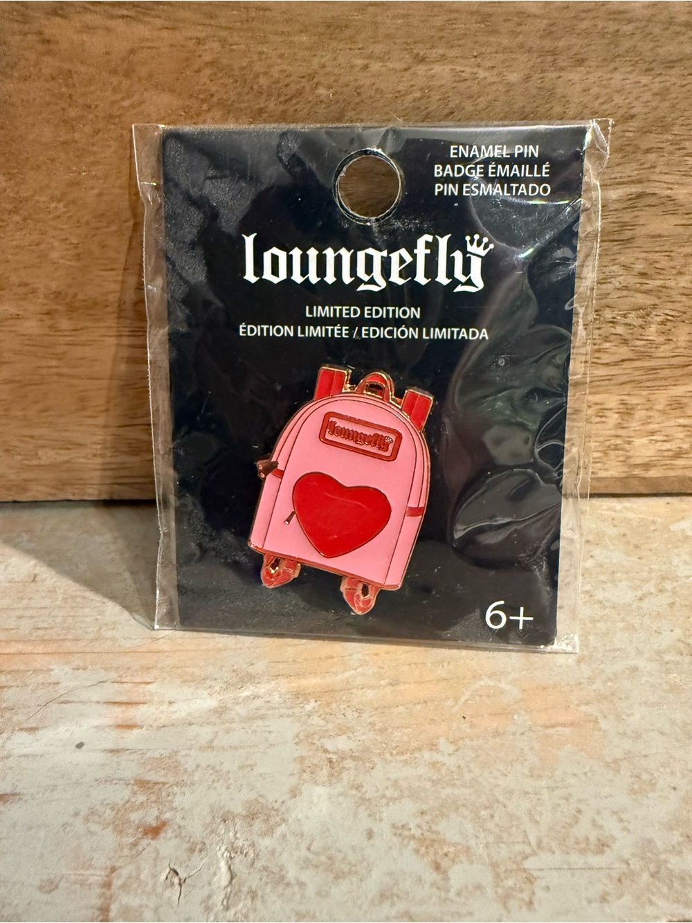 Loungefly Pink and Red Heart Backpack Enamel Pin